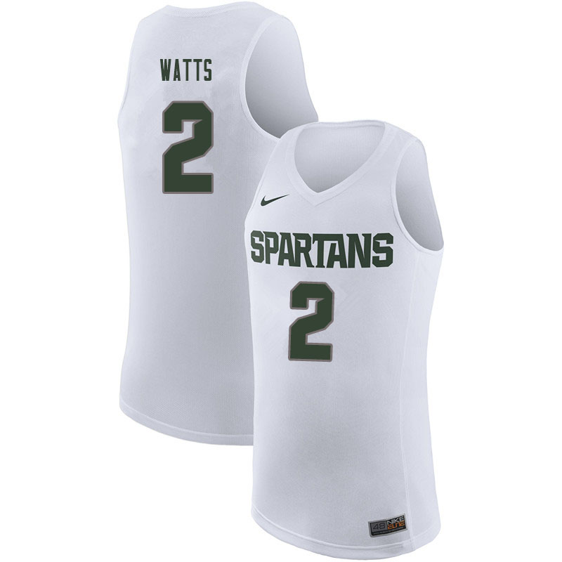 Men #2 Mark Watts Michigan State Spartans College Basketball Jerseys Sale-White